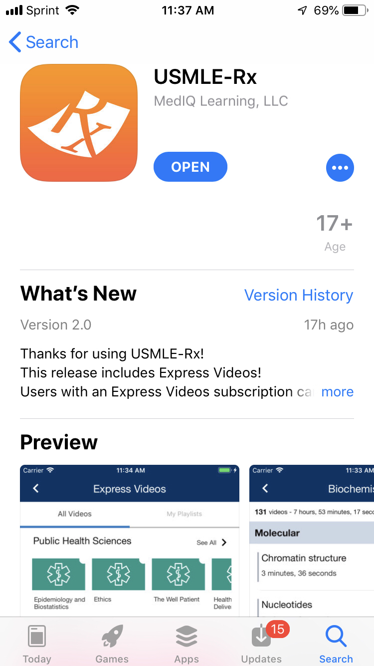 USMLERx Mobile App Getting Started iOS USMLERx