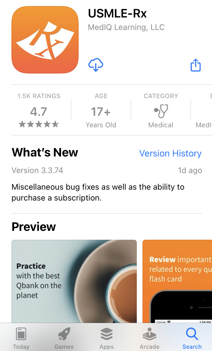 USMLERx iOS Mobile App Getting Started USMLERx